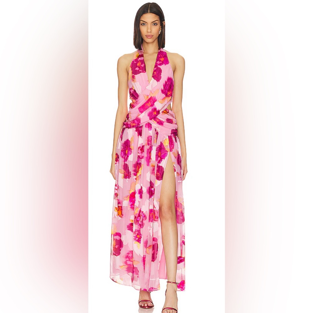 NBD Pink Floral Asymmetrical Dress